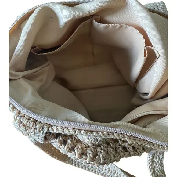 The SAK Tan & Gold Crochet ZIp Inner & Outer Pockets Shoulder bag - Picture 8 of 16